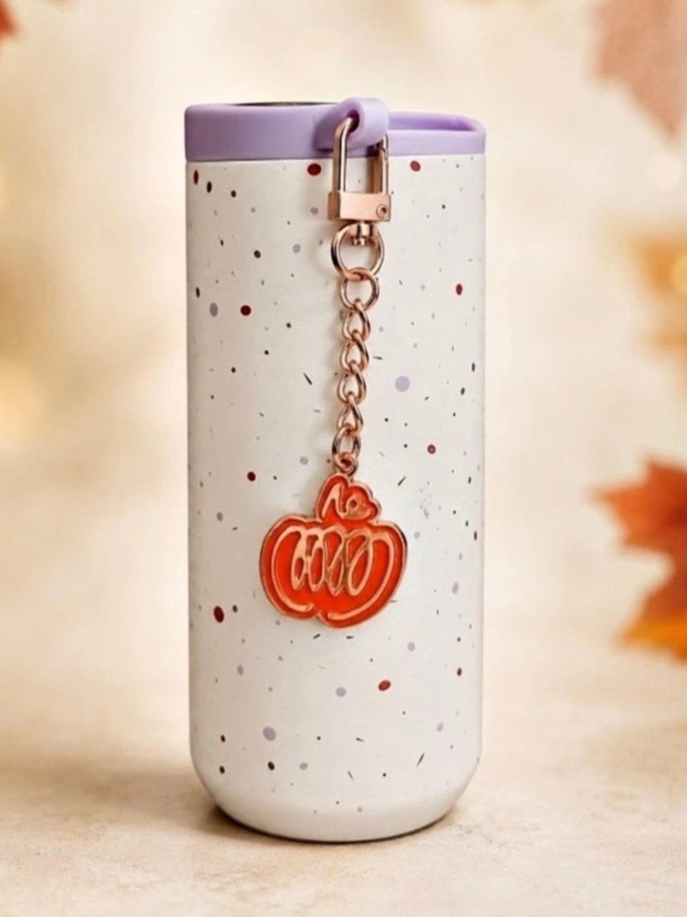 Starbucks Stainless Steel Tumbler with PSL Charm, White & Purple